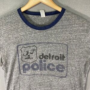 Vintage‎ Detroit Police T-Shirt Royal Apparel Triblend Gray Blue Mens Large